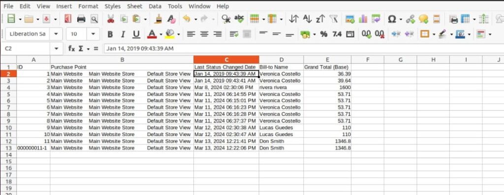 export the admin grid in the current time zone